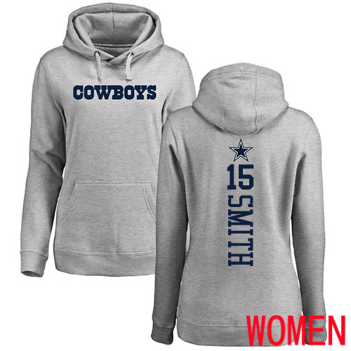 Women Dallas Cowboys Ash Devin Smith Backer #15 Pullover NFL Hoodie Sweatshirts